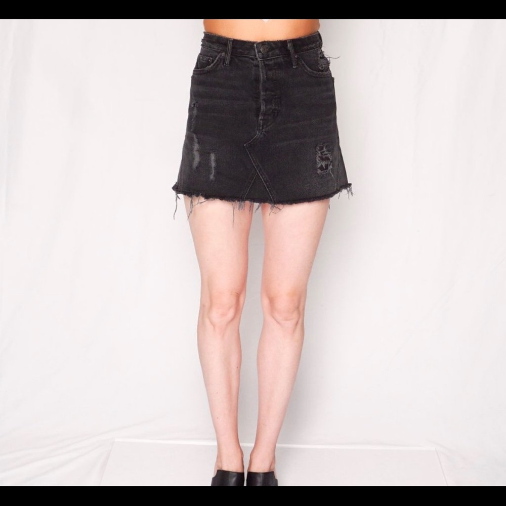 GRLFRND Black Eva Denim A-Frame Gusset Skirt